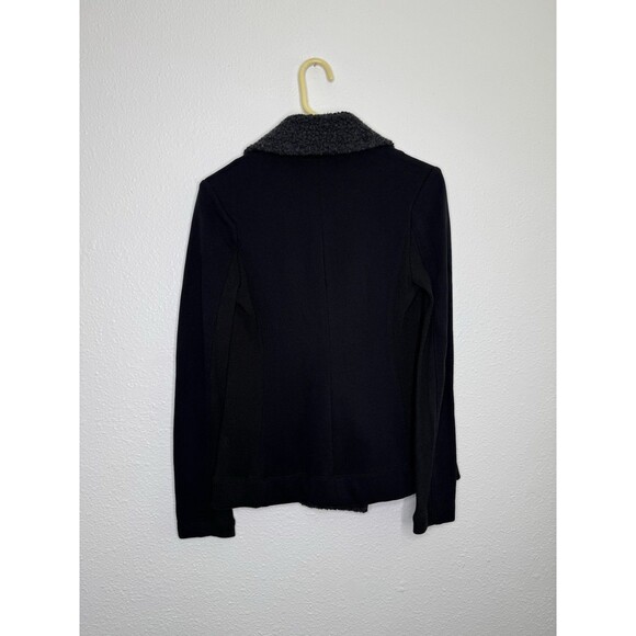 James Perse Double Breasted Cotton Pea Coat Jacket Size 2 USA Wool Blend Black - Picture 8 of 16